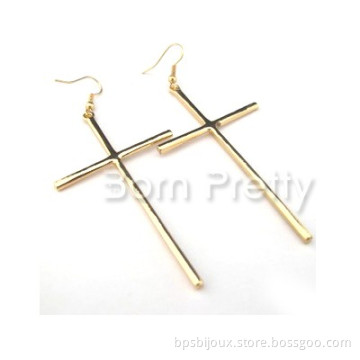 1Pair Metal Cross Earrings Fashion Beautiful Girls'Jewelry
